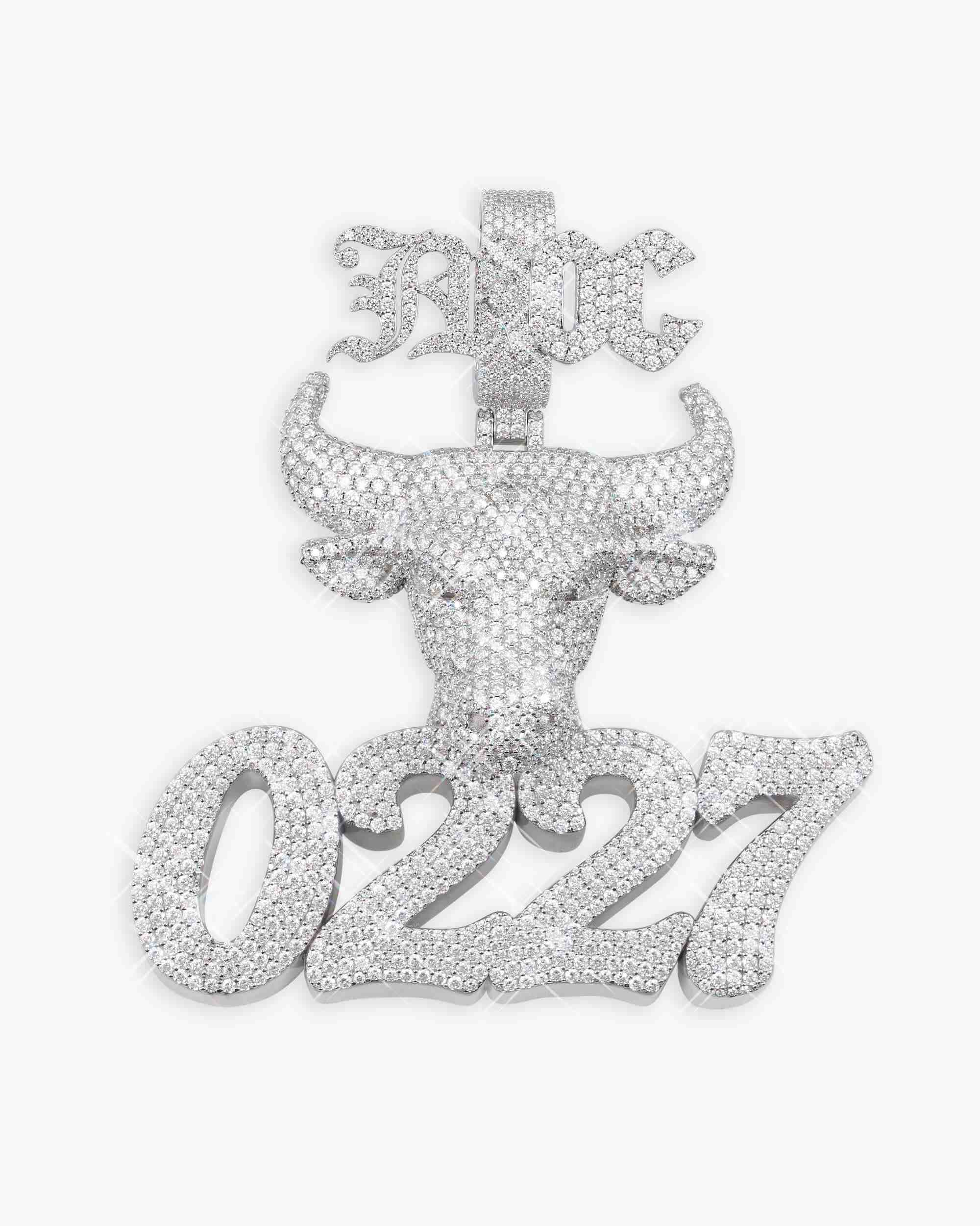 "0227 Bull" Custom Moissanite Logo Pendant 14K Gold