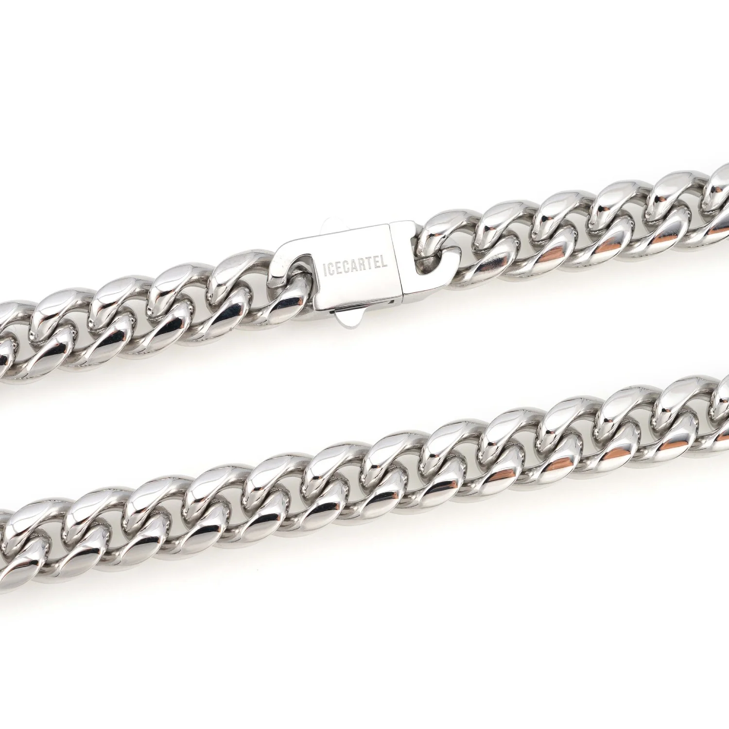 10MM Cuban Link Chain and Bracelet Bundle Silver - Image 7