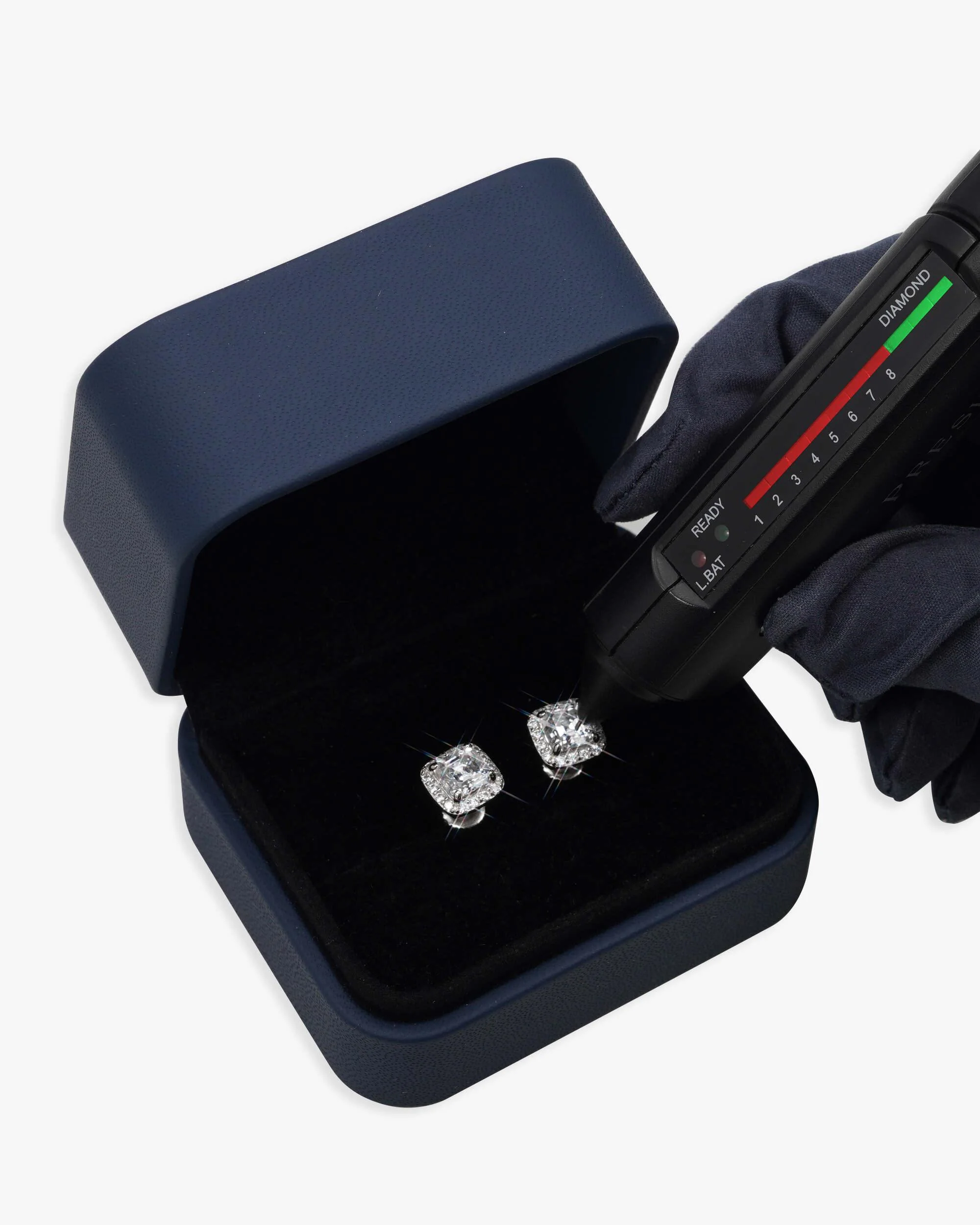 10MM Halo Baguette Moissanite Earrings 14K Gold - Image 3