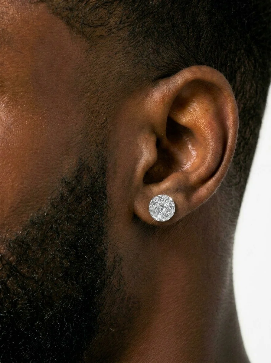 10MM Moissanite Cluster Halo Stud Earrings 14K Gold - Image 3