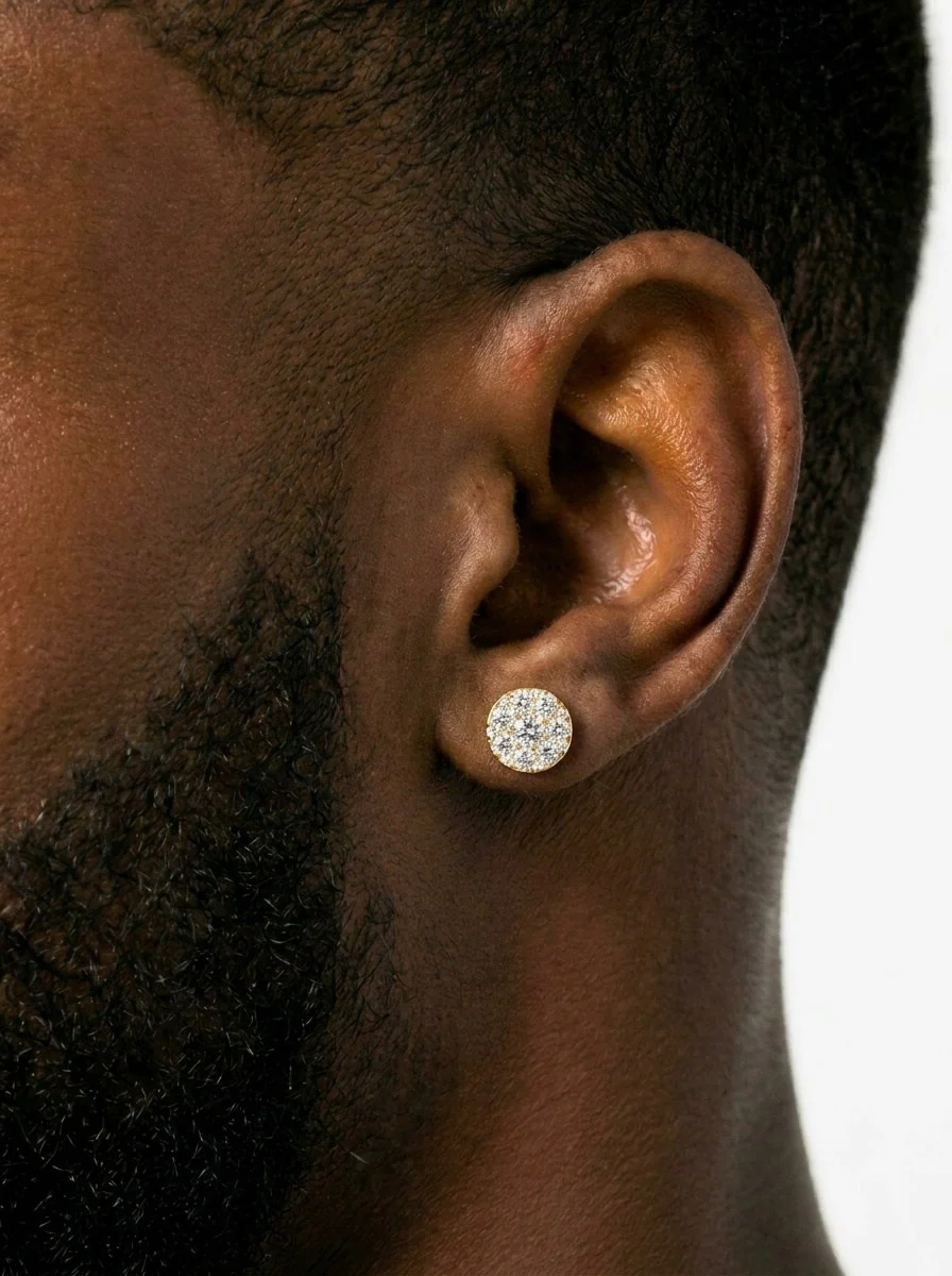 10MM Moissanite Cluster Halo Stud Earrings 14K Gold - Image 4