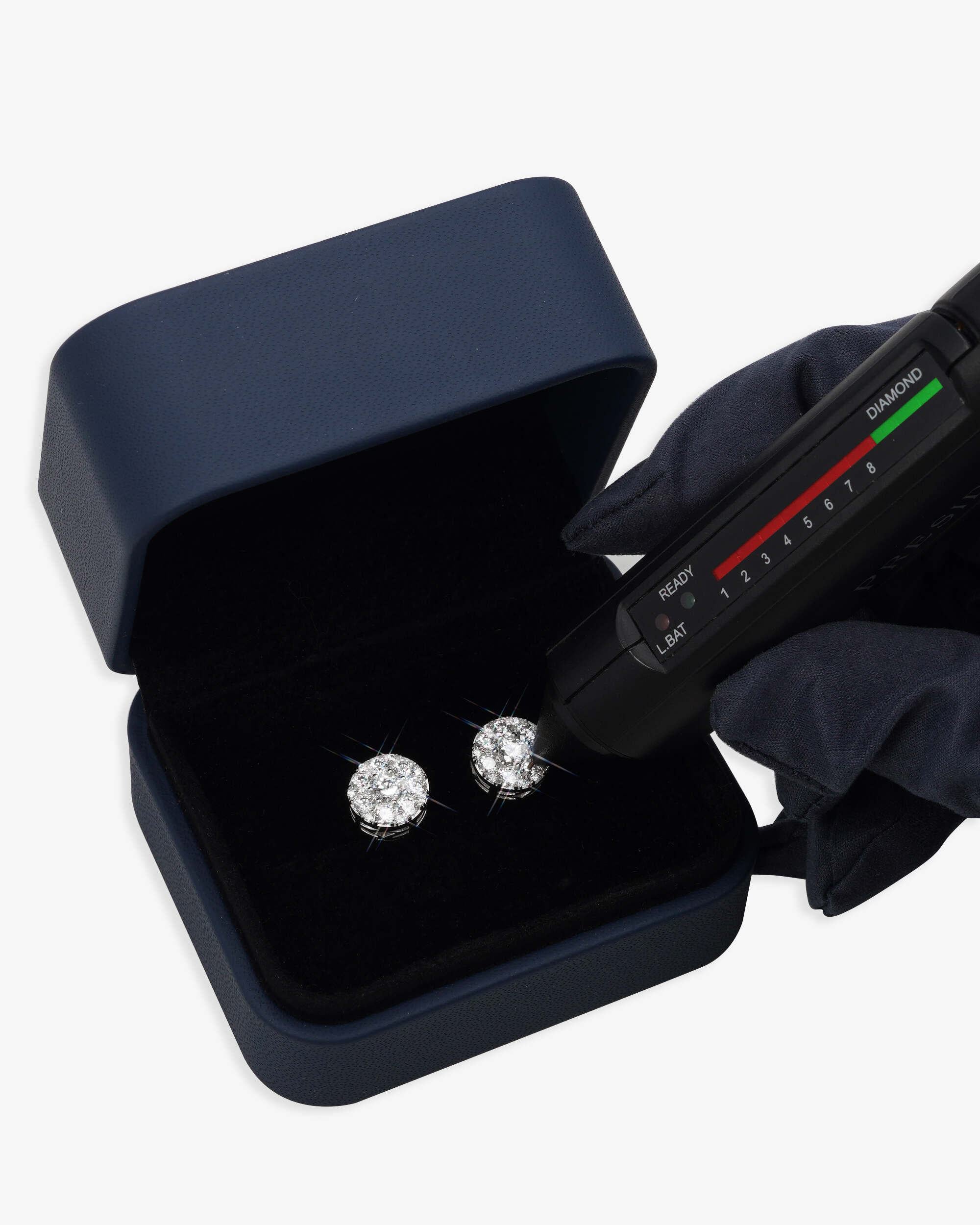 10MM Moissanite Cluster Halo Stud Earrings 14K Gold - Image 5
