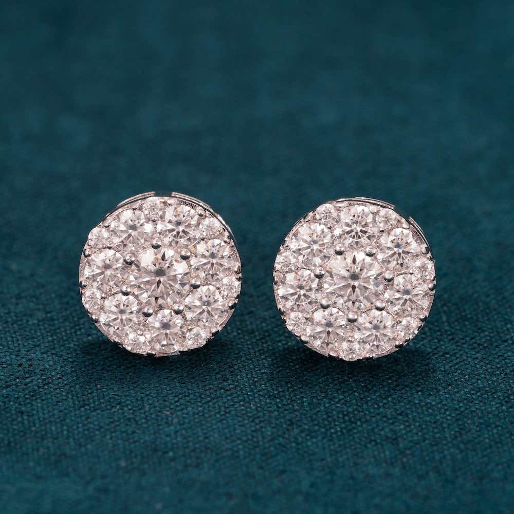 10MM Moissanite Cluster Halo Stud Earrings 14K Gold - Image 7