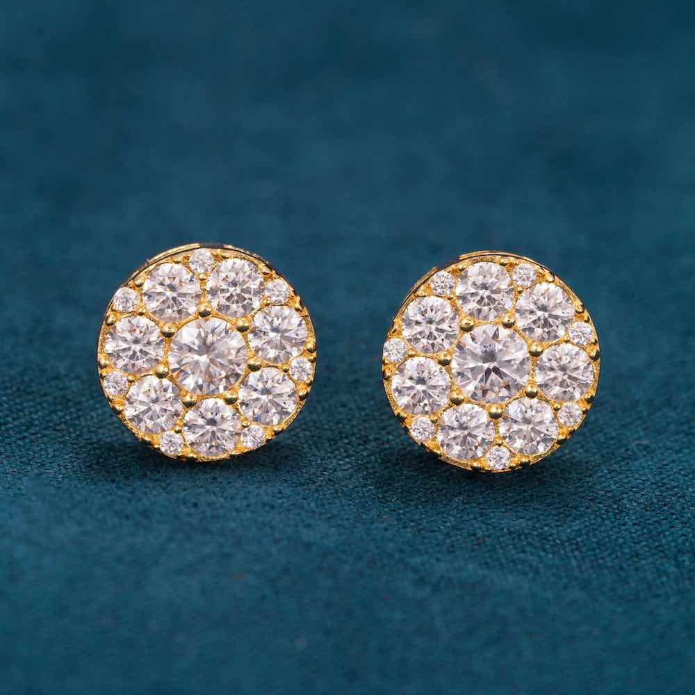 10MM Moissanite Cluster Halo Stud Earrings 14K Gold - Image 8