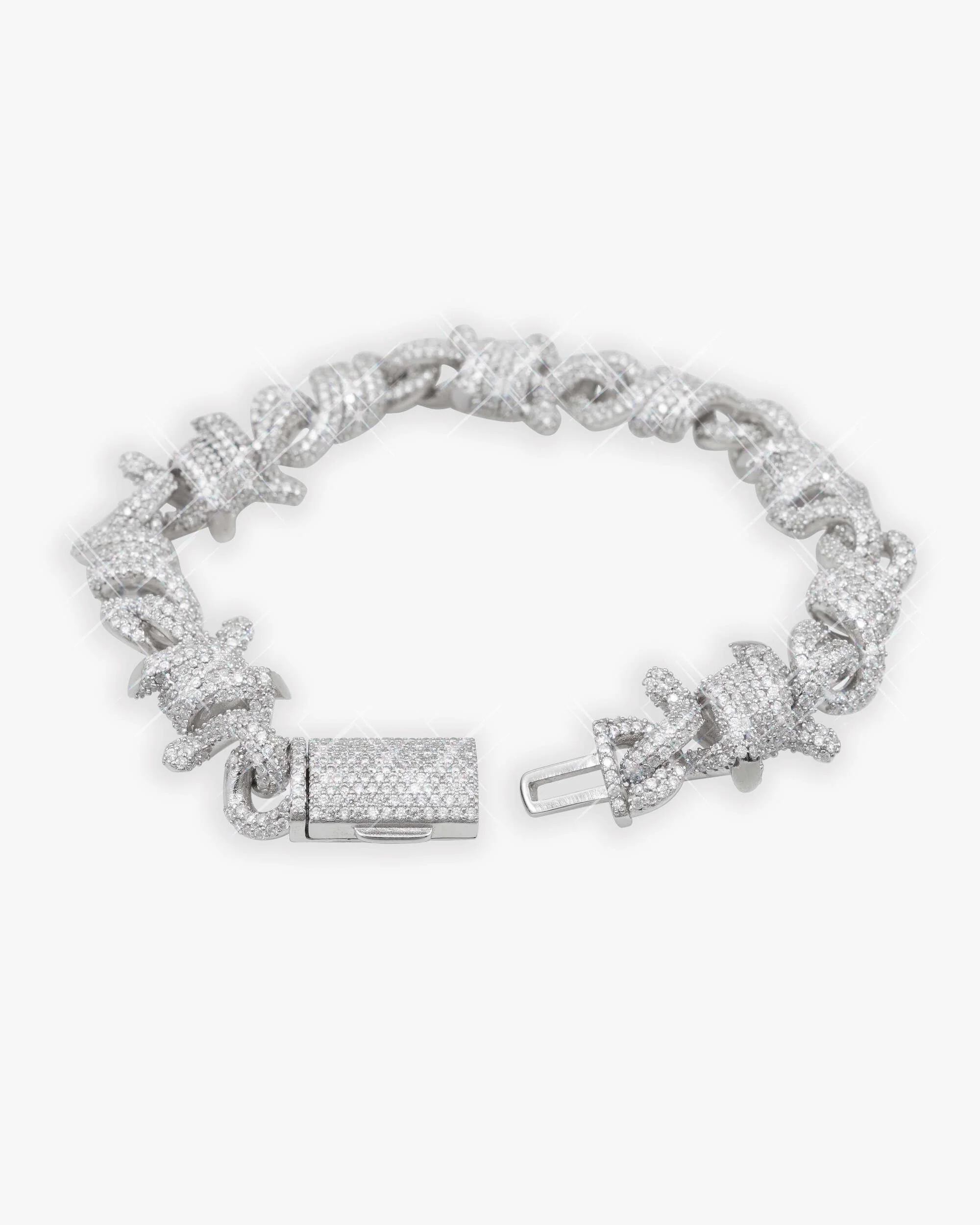 10MM Moissanite Spiked Infinity Link Bracelet 14K Gold - Image 3