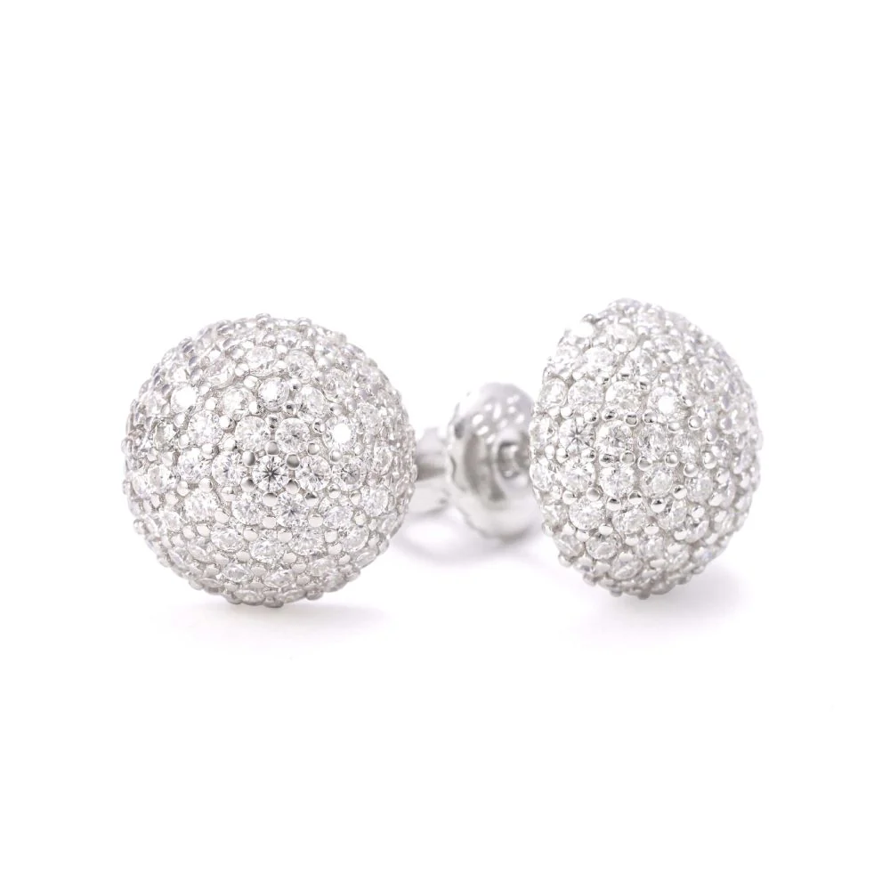 10MM Snowball Moissanite Earrings 14K Gold - Image 7