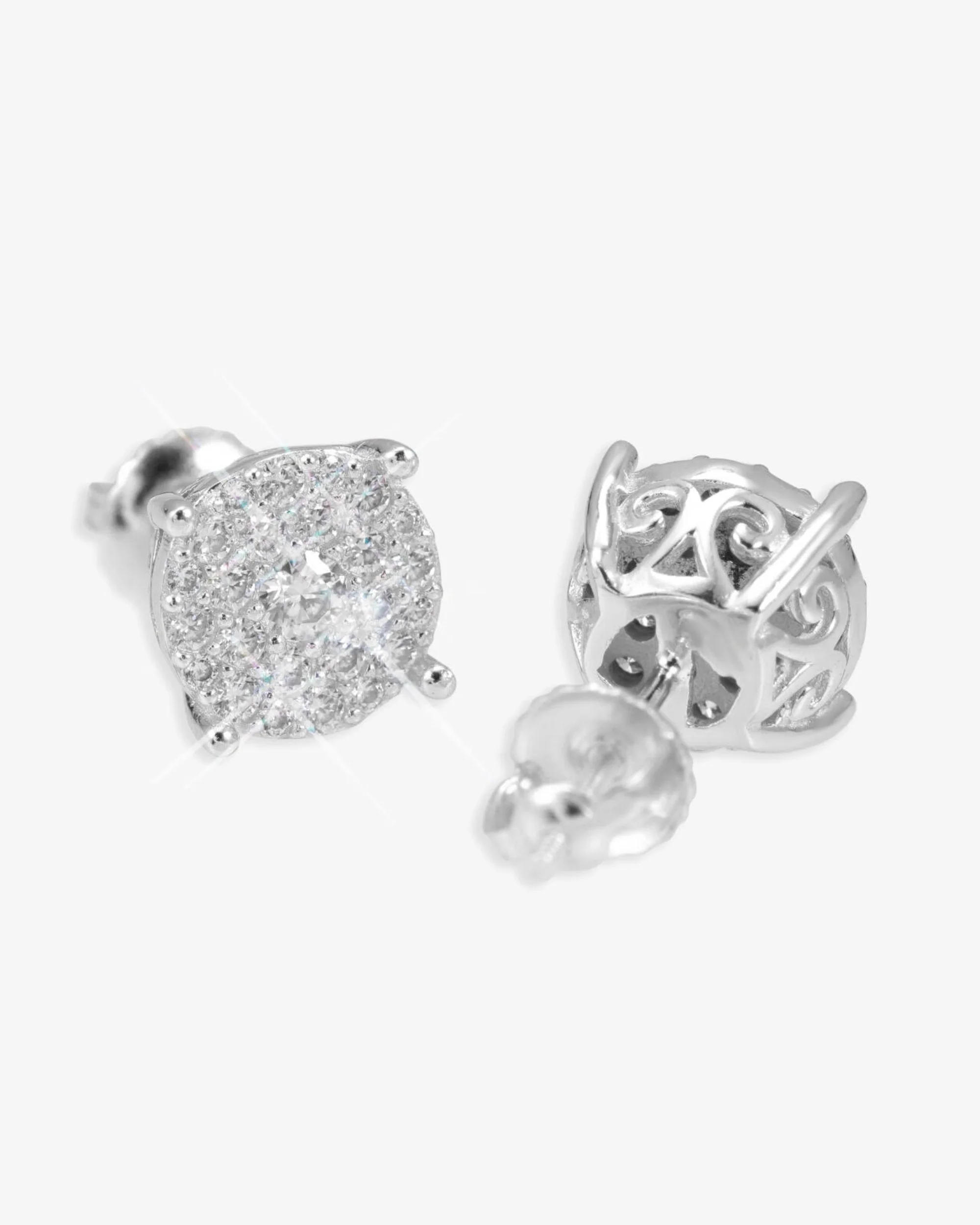 10MM VVS Halo Stud Earrings 14K Gold