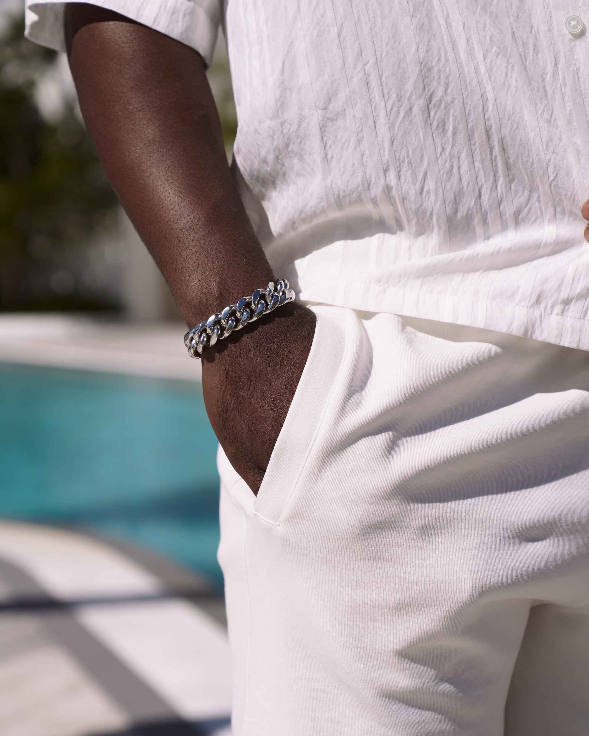 12MM Cuban Link Bracelet Silver - Image 3