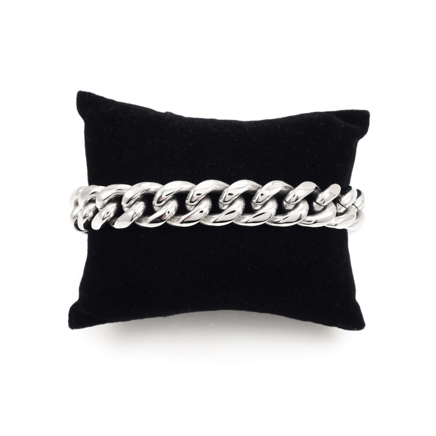 12MM Cuban Link Bracelet Silver - Image 5