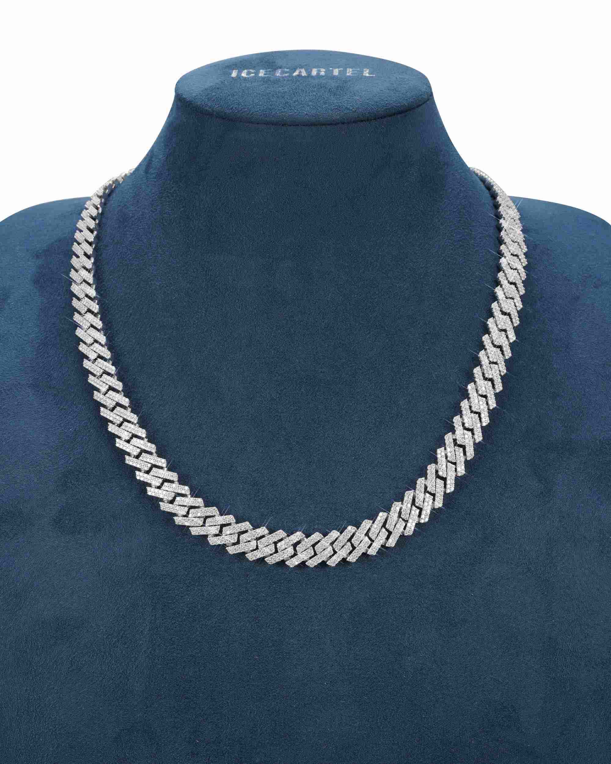 2-Row 12MM Moissanite Prong Cuban Link Chain 14K Gold - Image 3
