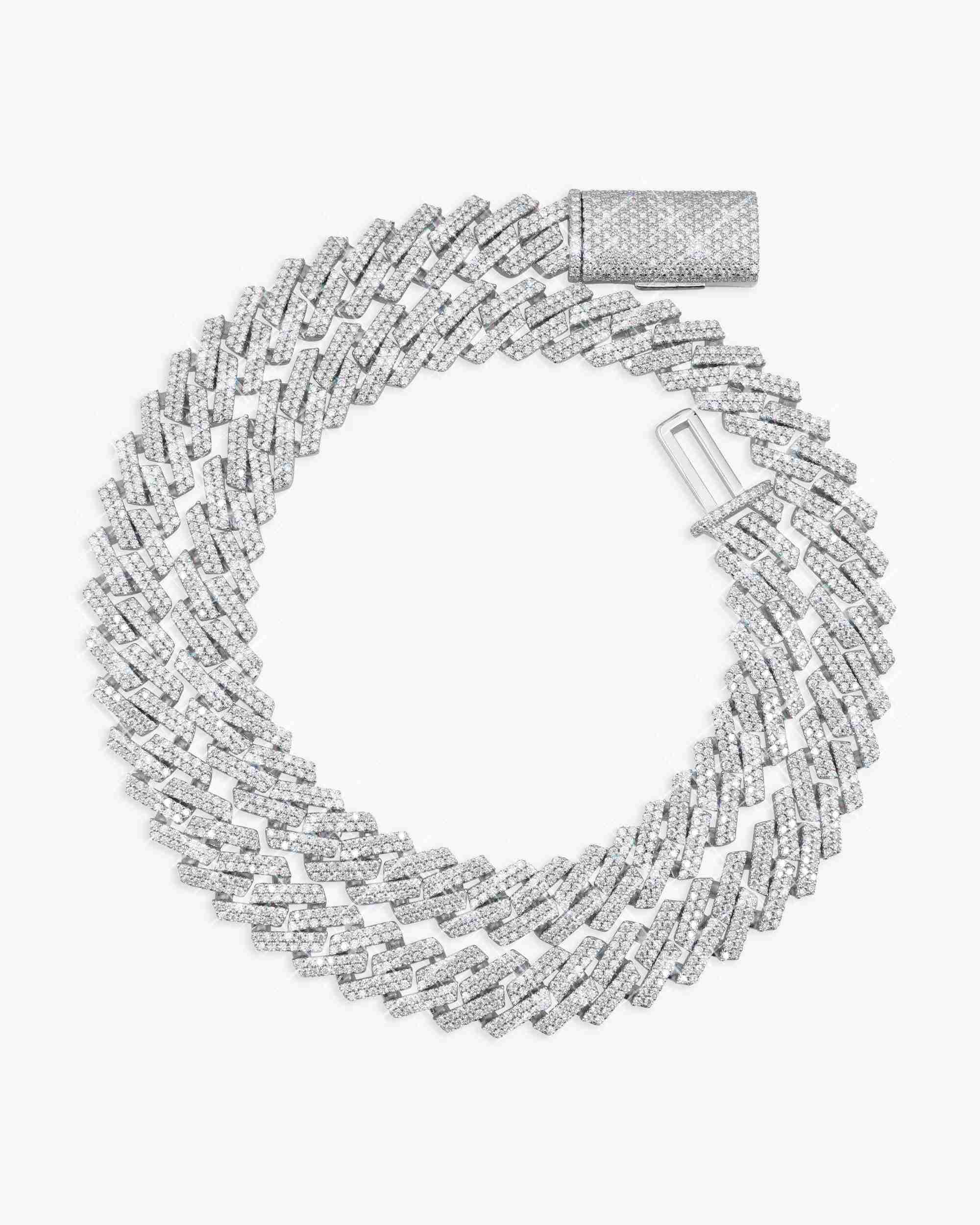 2-Row 12MM Moissanite Prong Cuban Link Chain 14K Gold - Image 5