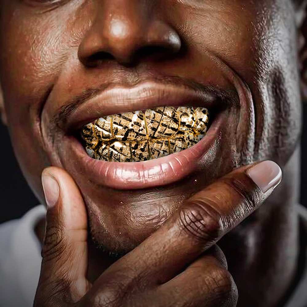14K Yellow Gold Diamond Cut Grillz - Image 2
