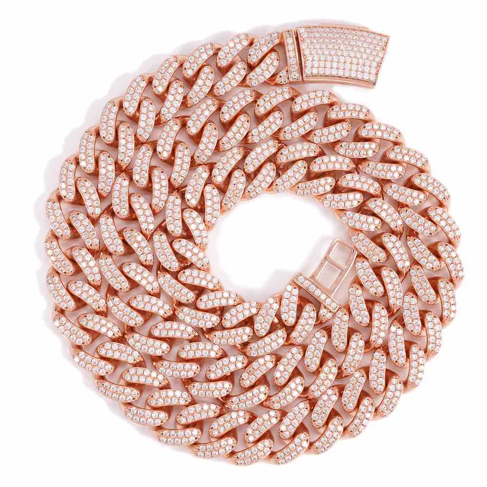 14MM 2-Row Diamond Cuban Link Chain 14K Solid Gold - Image 3