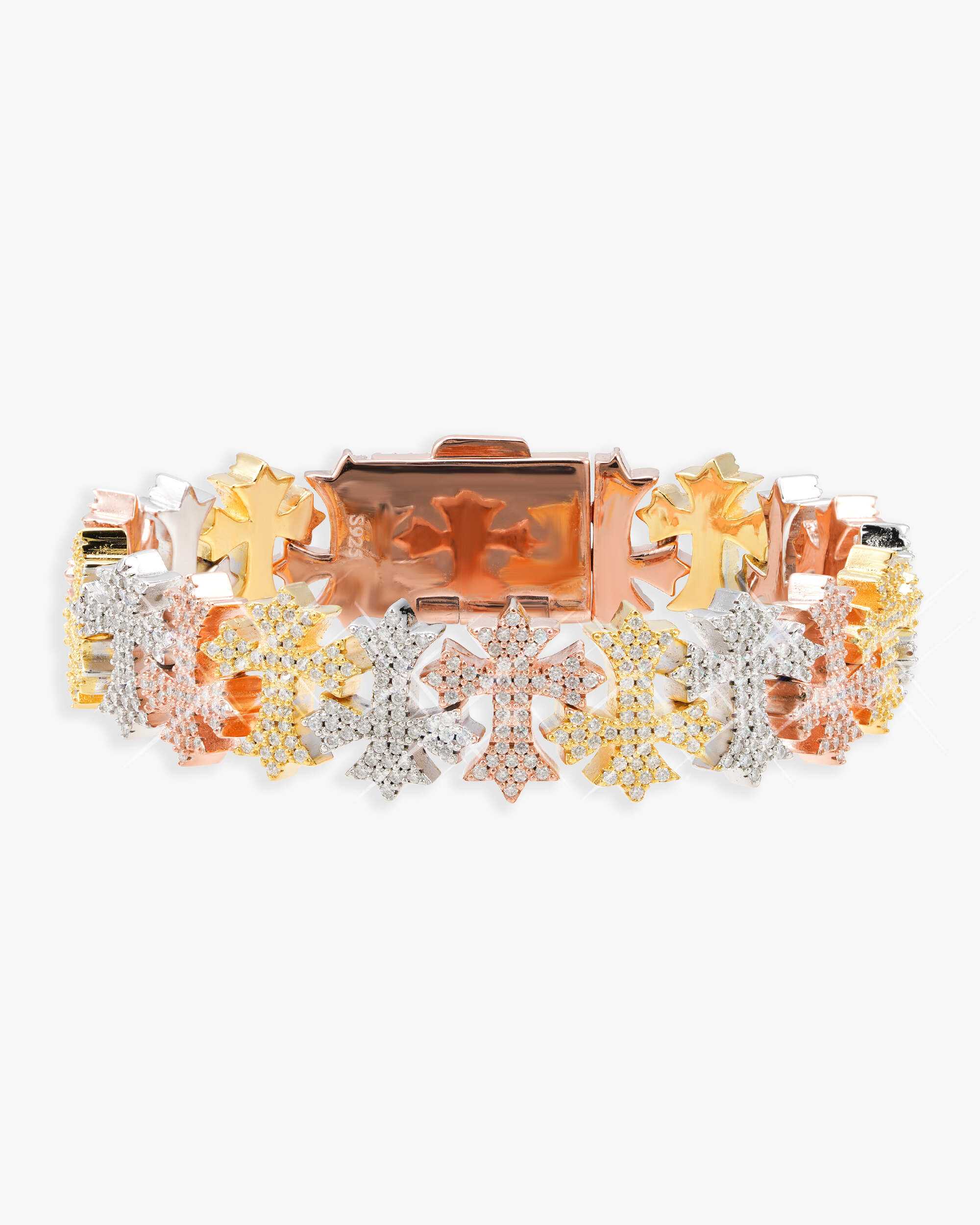 16MM Moissanite Cross Link Bracelet 14K - Image 3