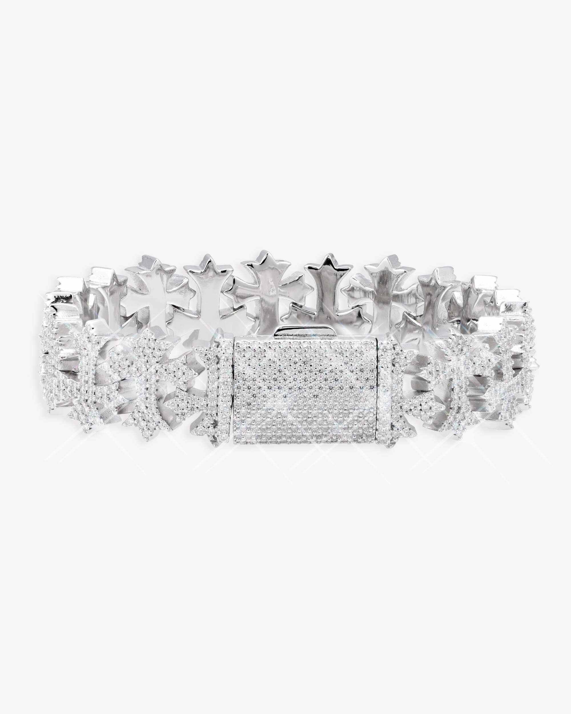 16MM Moissanite Cross Link Bracelet 14K - Image 5