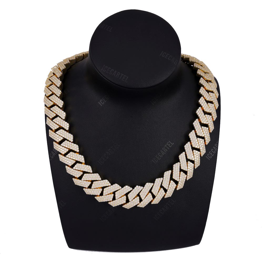 18MM 3-Row Diamond Cuban Chain 14K Solid Gold - Image 2
