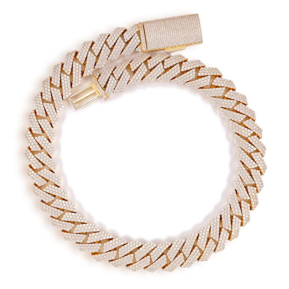 18MM 3-Row Diamond Cuban Chain 14K Solid Gold - Image 3