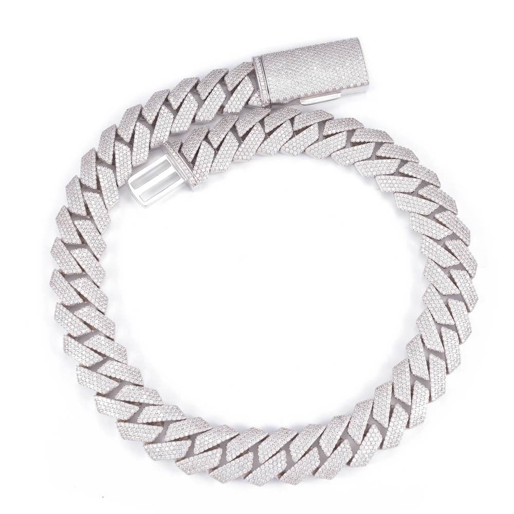 18MM 4-Row Diamond Cuban Chain 14K Solid Gold - Image 3