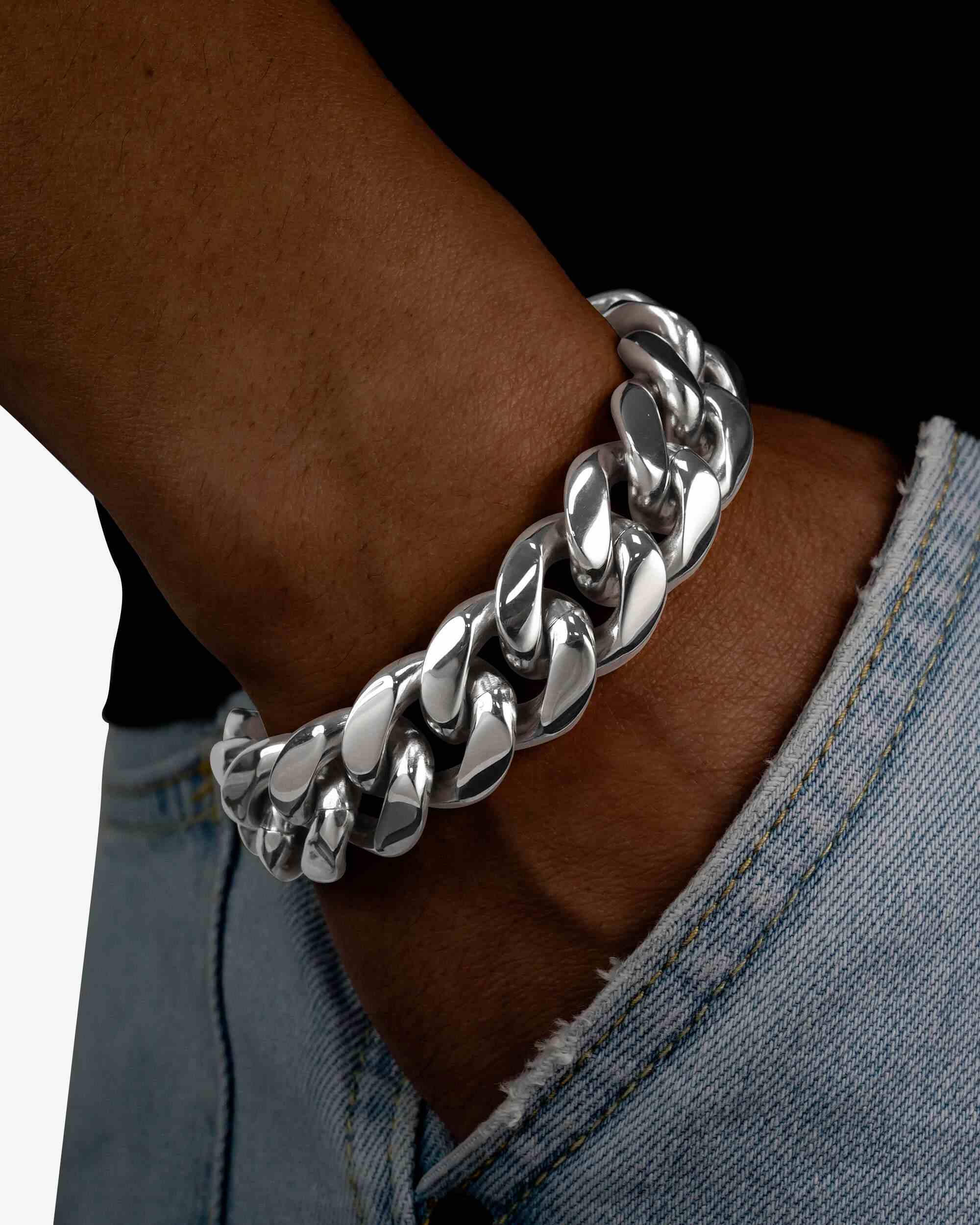 18MM Cuban Link Bracelet Silver - Image 2