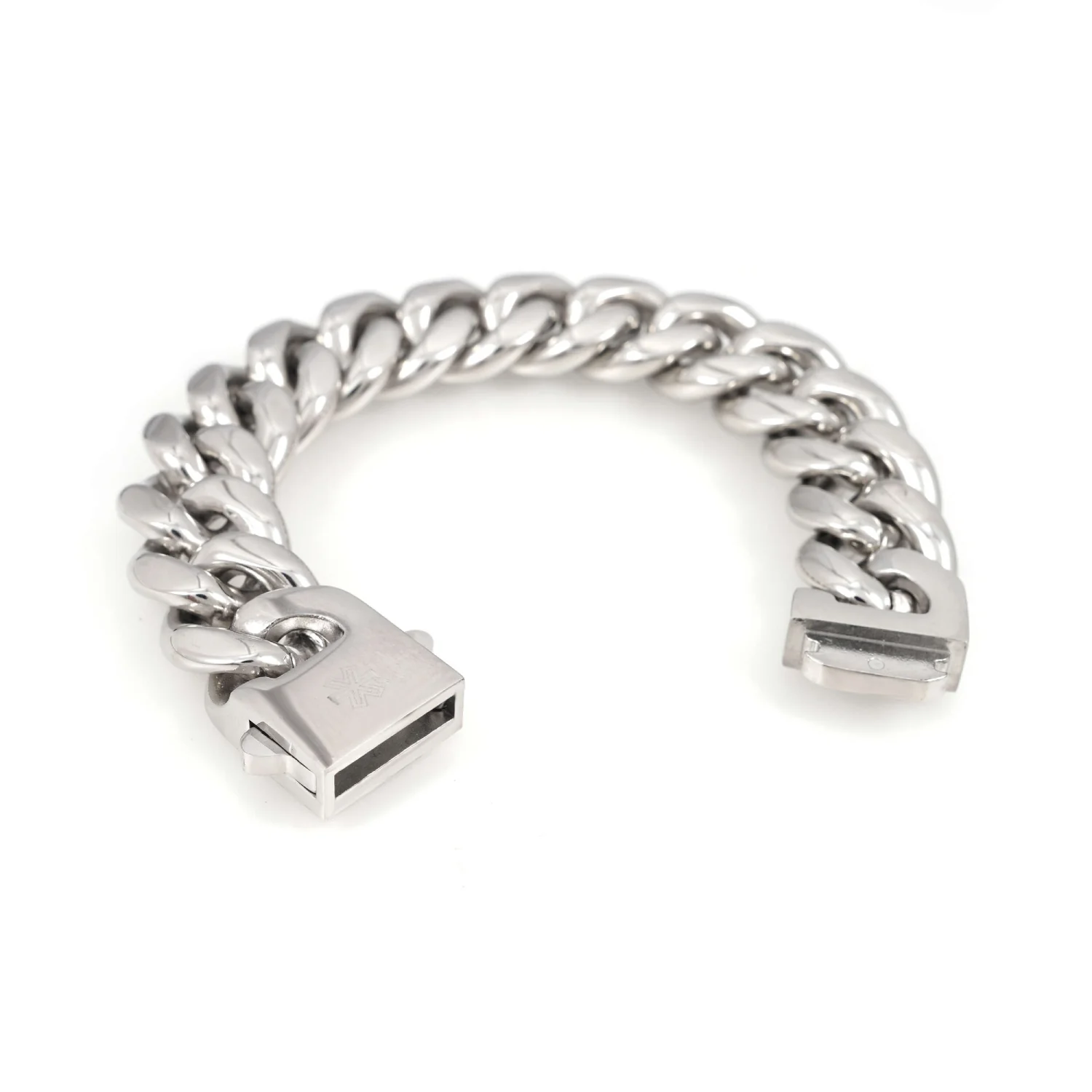 18MM Cuban Link Chain and Bracelet Bundle Silver - Image 6