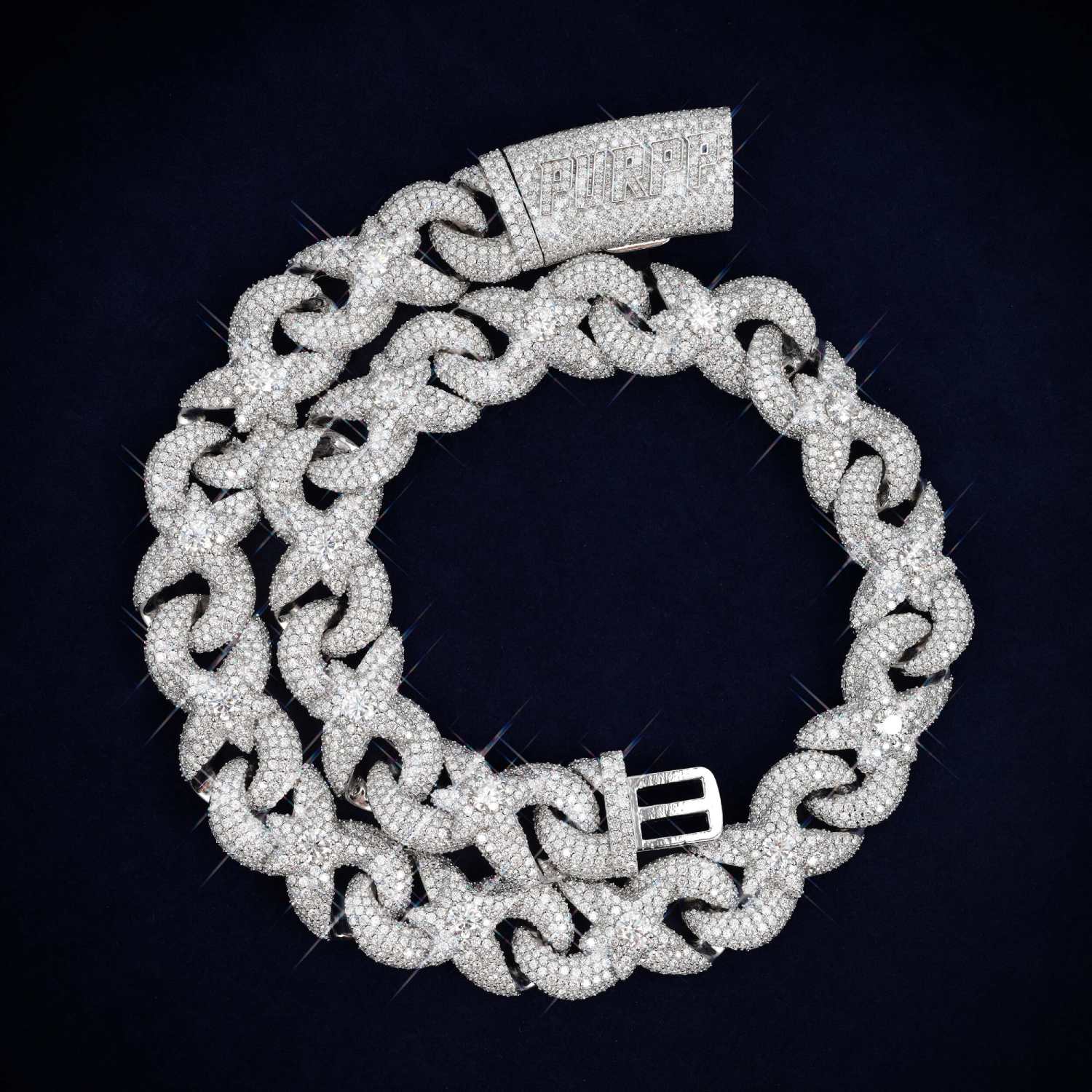 CUSTOM CLASP 18MM Moissanite Infinity Link Chain 14K Gold - Image 4