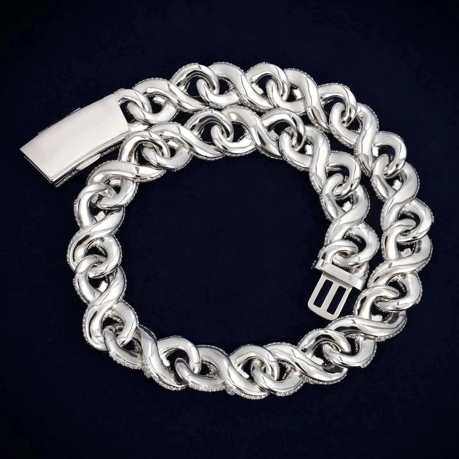 CUSTOM CLASP 18MM Moissanite Infinity Link Chain 14K Gold - Image 5
