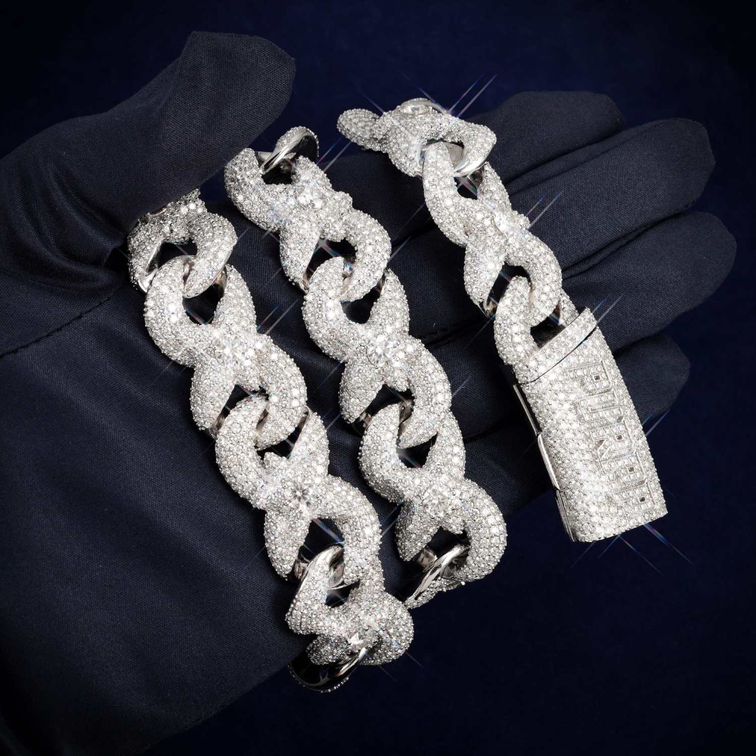 CUSTOM CLASP 18MM Moissanite Infinity Link Chain 14K Gold - Image 7