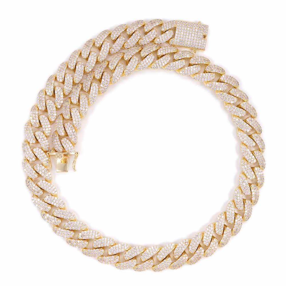 18MM Diamond Cuban Link Chain 14K Solid Yellow Gold - Image 4