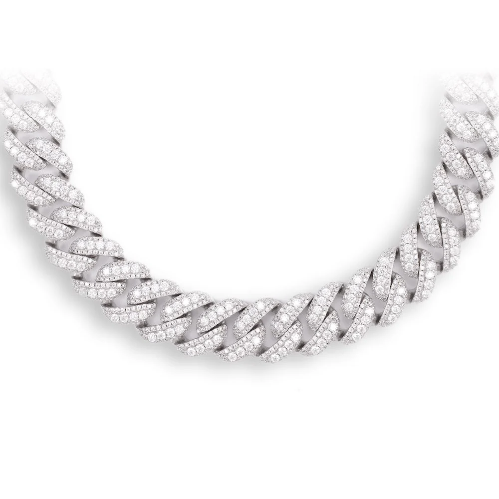 18MM Pointer Diamond Cuban Link Chain 14K Solid Gold