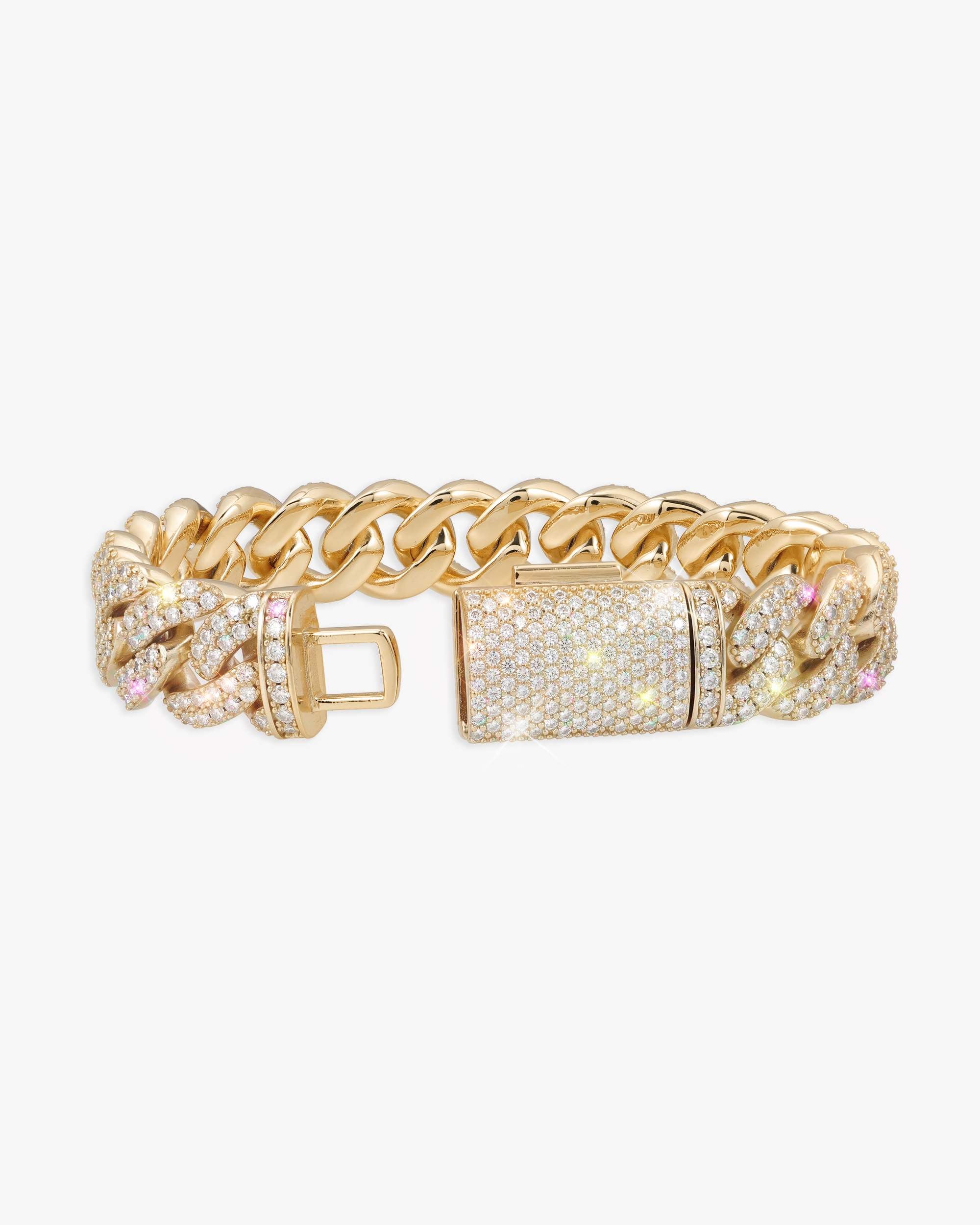 15MM Moissanite Miami Cuban Link Bracelet 14K Gold - Image 8