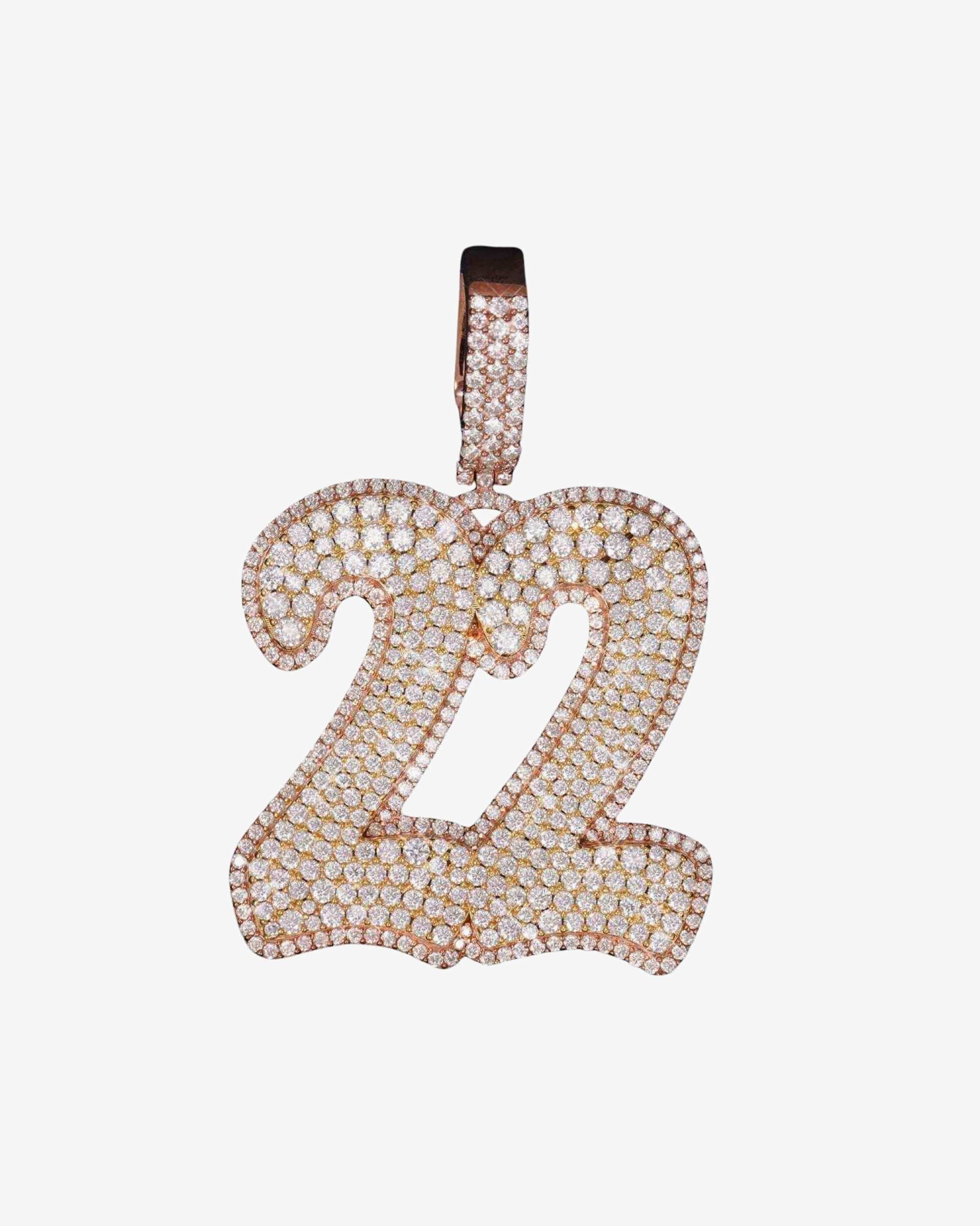 "22" Custom Moissanite Pendant 14K Gold