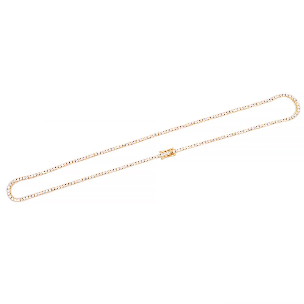 2MM Diamond Tennis Chain 14K Solid Yellow Gold - Image 5