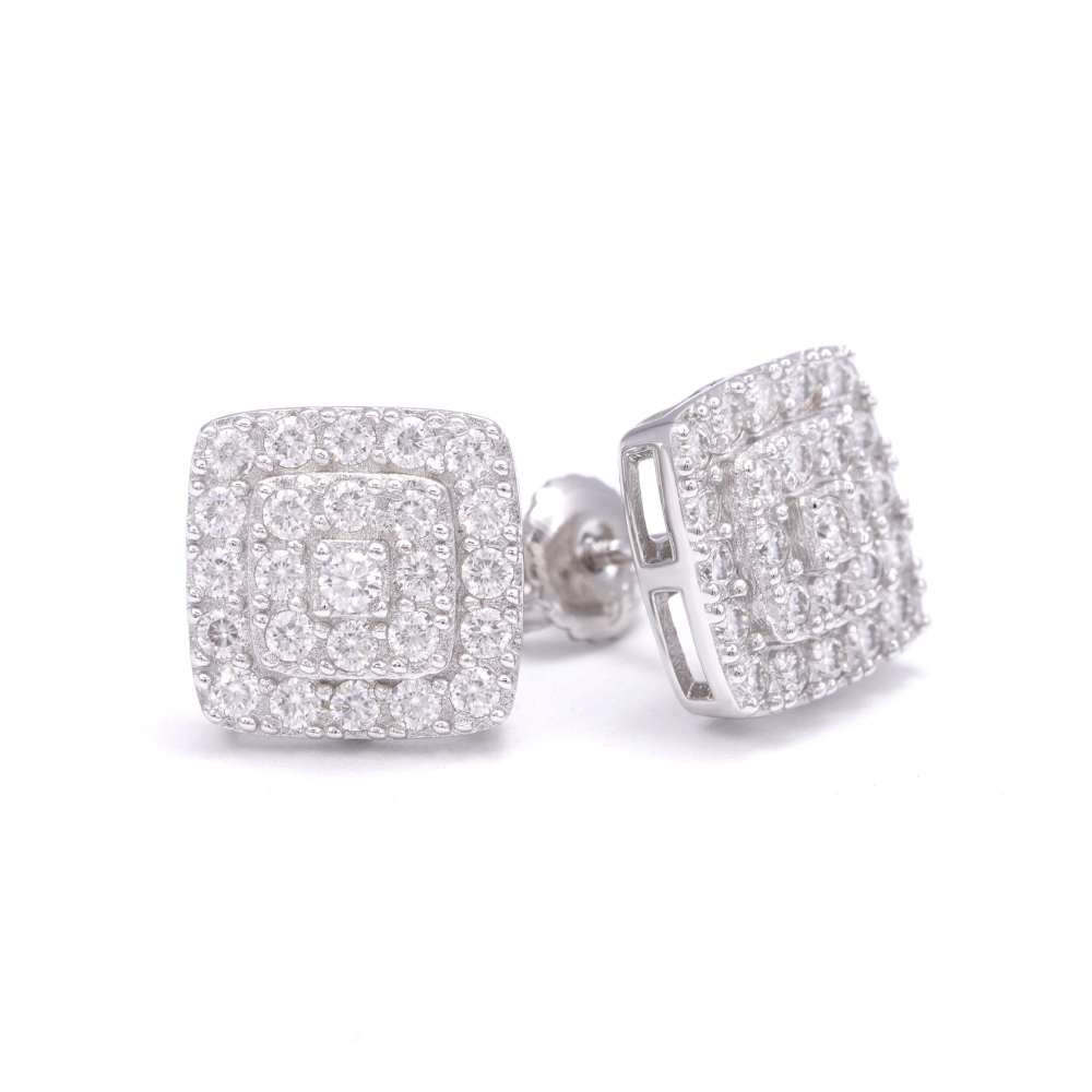 3-Layer Moissanite Halo Earrings 14K Gold - Image 4