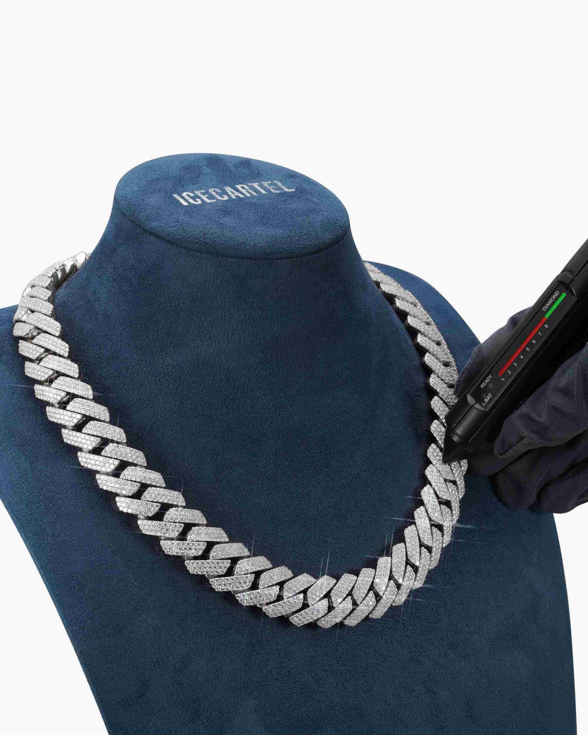 3 Row 20MM Prong Moissanite Cuban Link Chain 14K Gold - Image 22