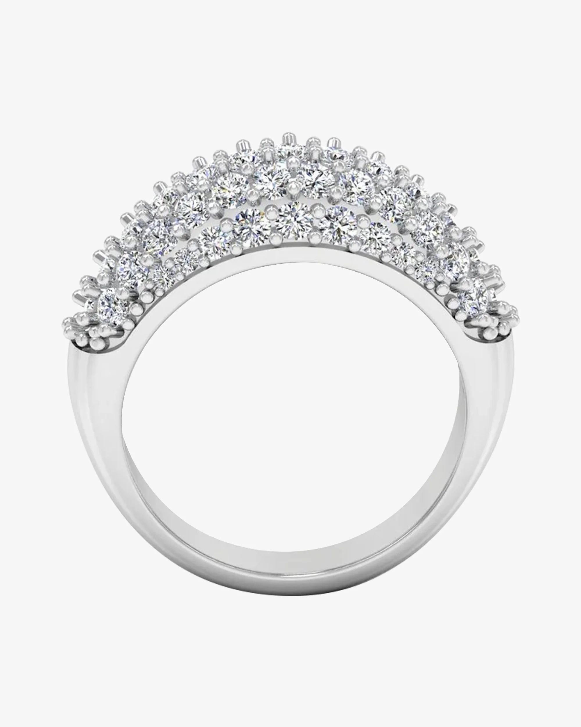 3-Row Pave Moissanite Engagement Ring - Image 3