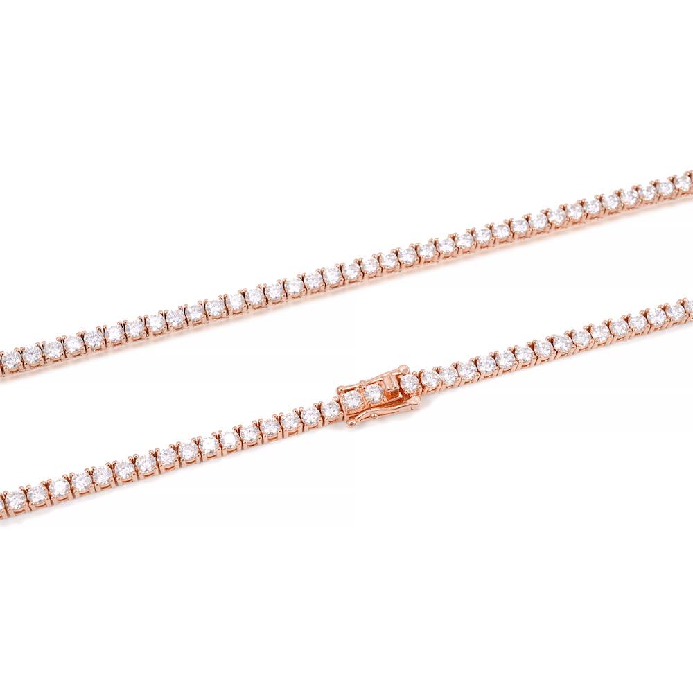 3MM Diamond Tennis Chain 14K Solid Rose Gold - Image 4