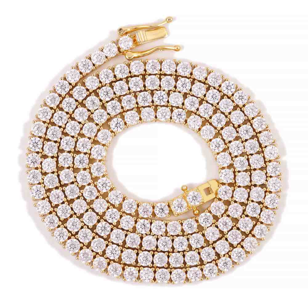 3MM Diamond Tennis Chain 14K Solid Yellow Gold - Image 3