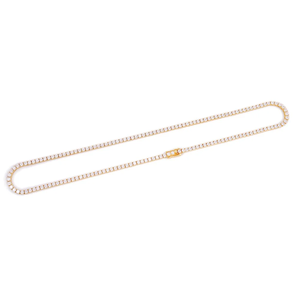 3MM Diamond Tennis Chain 14K Solid Yellow Gold - Image 5