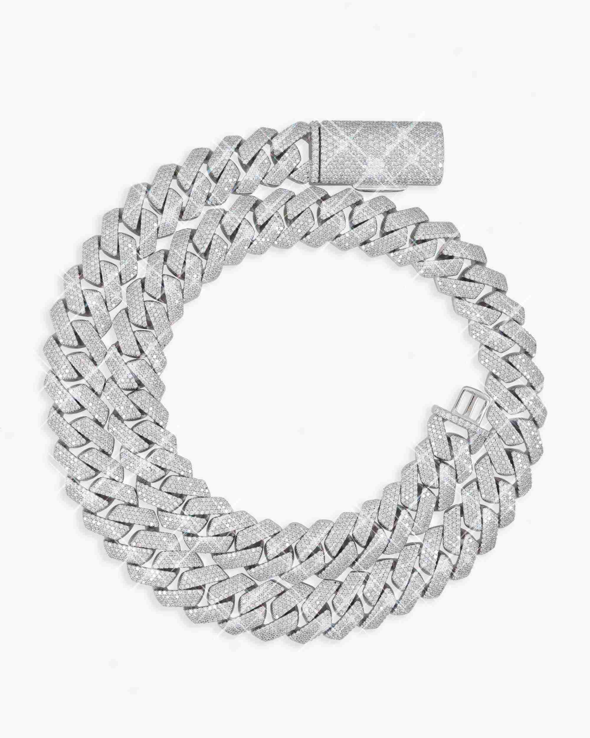 4-Row 15MM Moissanite Cuban Link Chain 14K Gold - Image 5