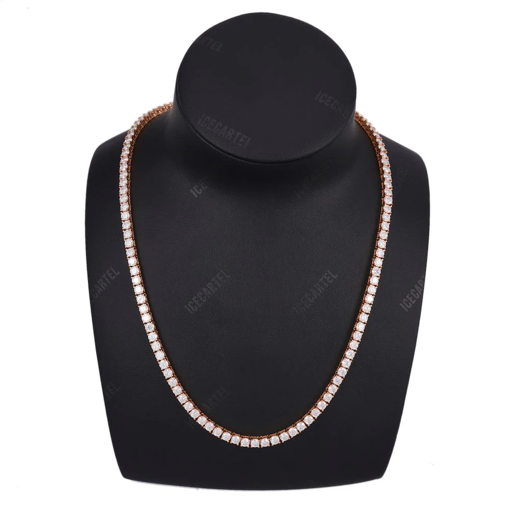 4MM Diamond Tennis Chain 14K Solid Rose Gold - Image 2