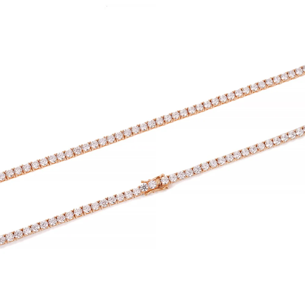 4MM Diamond Tennis Chain 14K Solid Rose Gold - Image 4