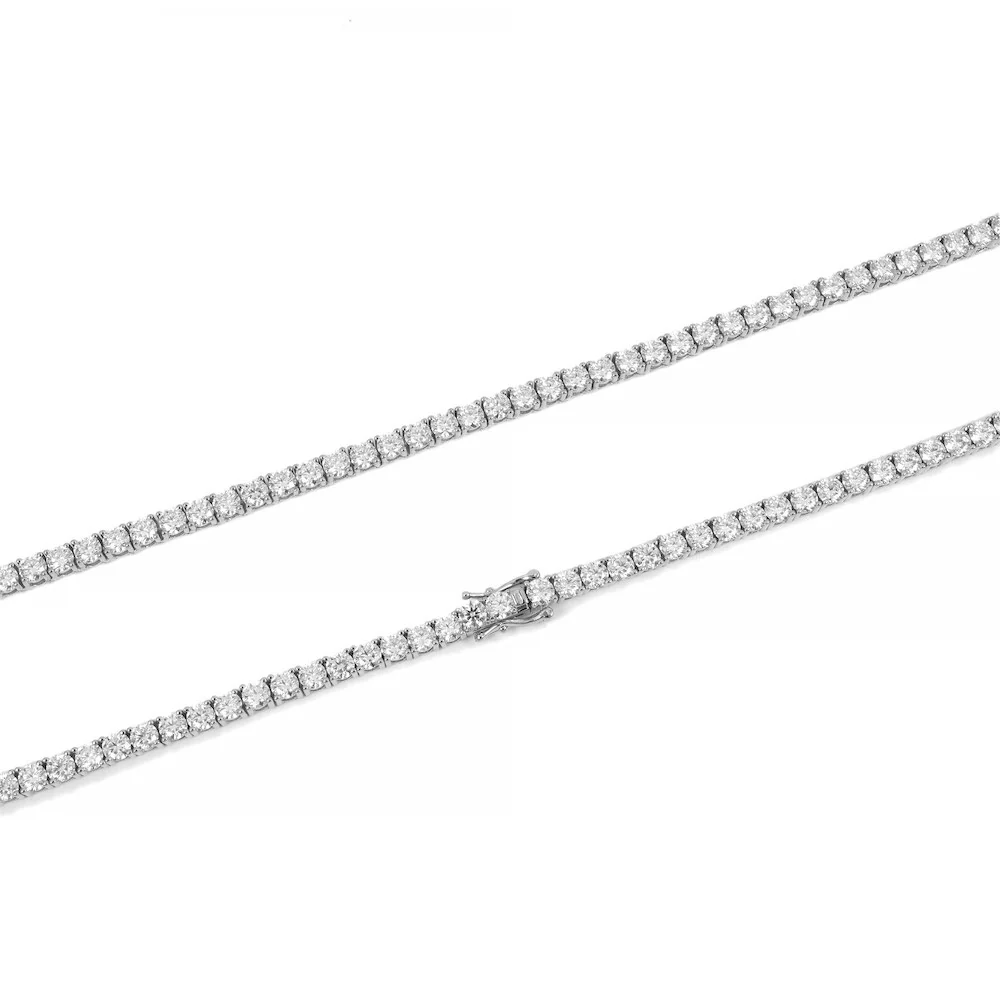 4MM Diamond Tennis Chain 14K Solid White Gold - Image 4