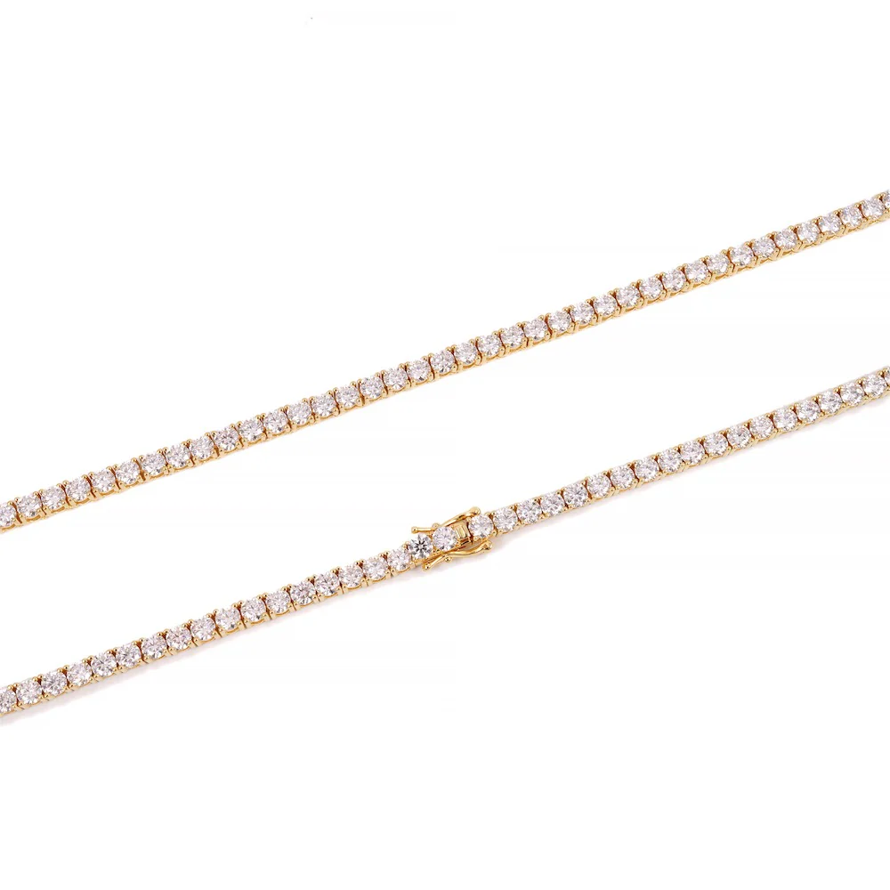 4MM Diamond Tennis Chain 14K Solid Yellow Gold - Image 4