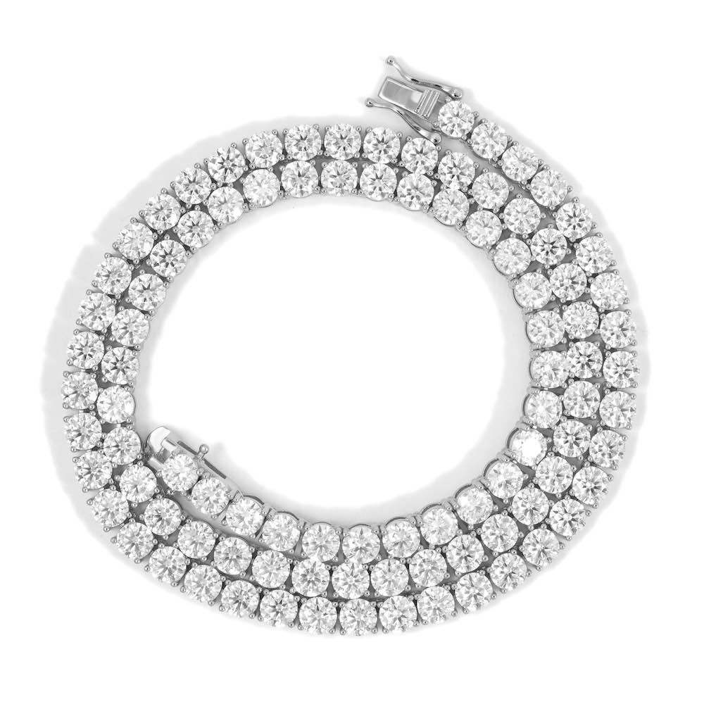 5MM Diamond Tennis Chain 14K Solid White Gold - Image 3