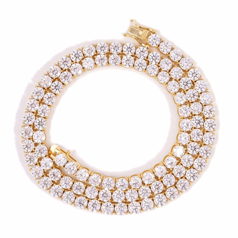 5MM Diamond Tennis Chain 14K Solid Yellow Gold - Image 3