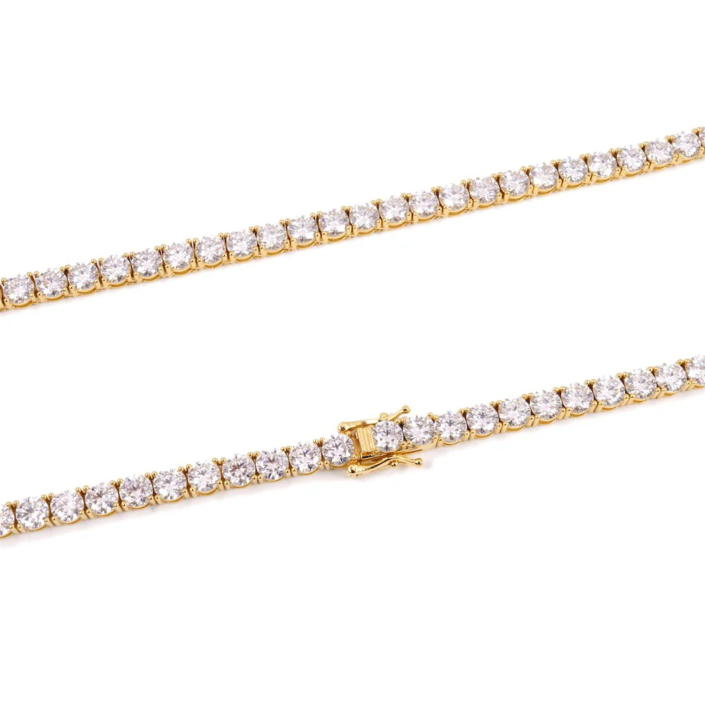 5MM Diamond Tennis Chain 14K Solid Yellow Gold - Image 4