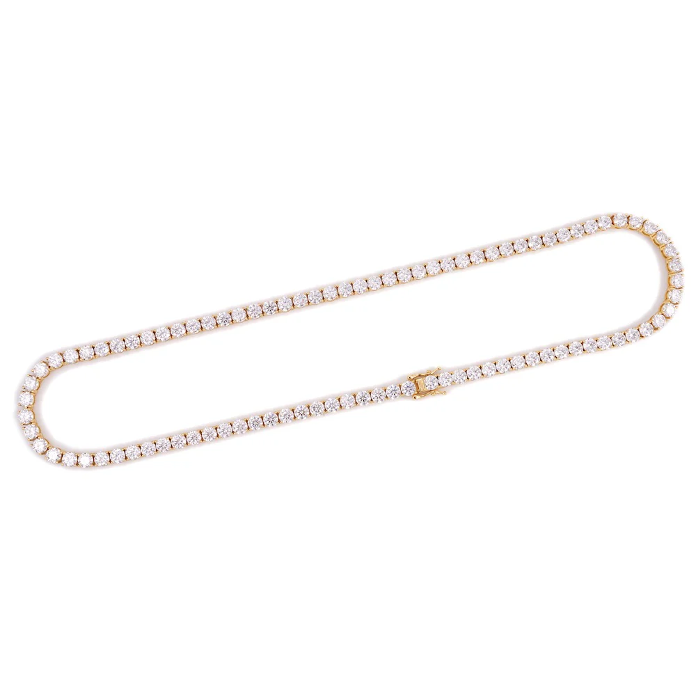 5MM Diamond Tennis Chain 14K Solid Yellow Gold - Image 5
