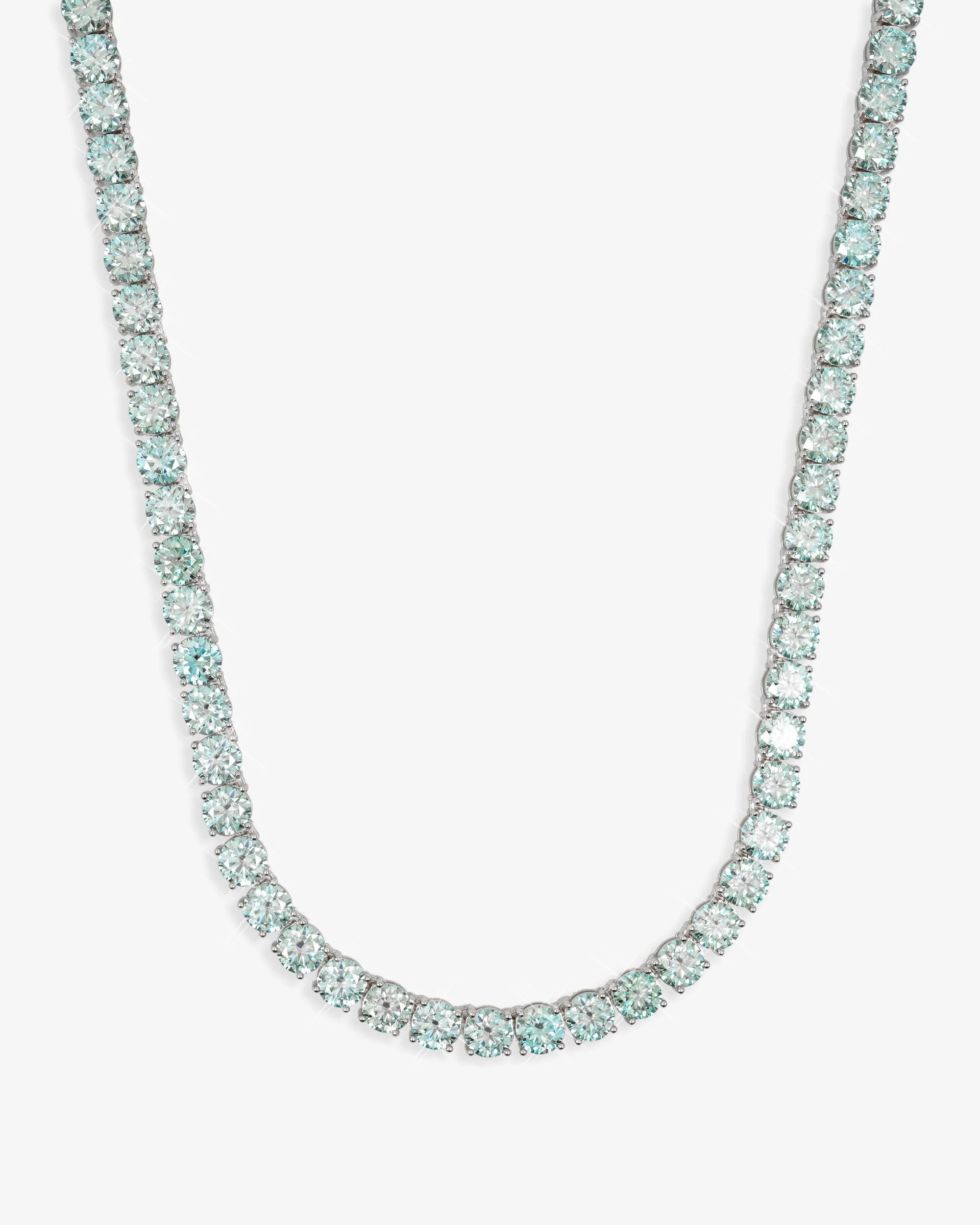 6MM Blue Moissanite Tennis Chain 14K Gold