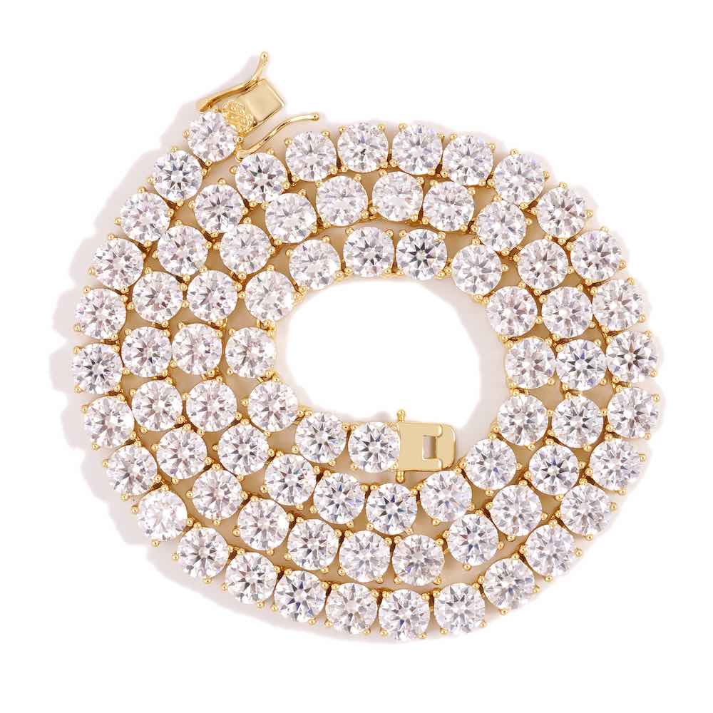 6MM Diamond Tennis Chain 14K Solid Yellow Gold - Image 3