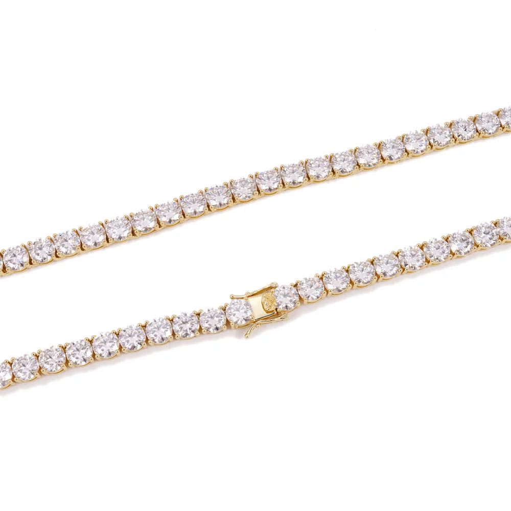 6MM Diamond Tennis Chain 14K Solid Yellow Gold - Image 4